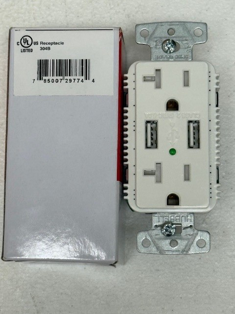 Pass & Seymour TR20USBPDW Duplex Outlet 20A w/ Dual USB Ports 30W Power Delivery
