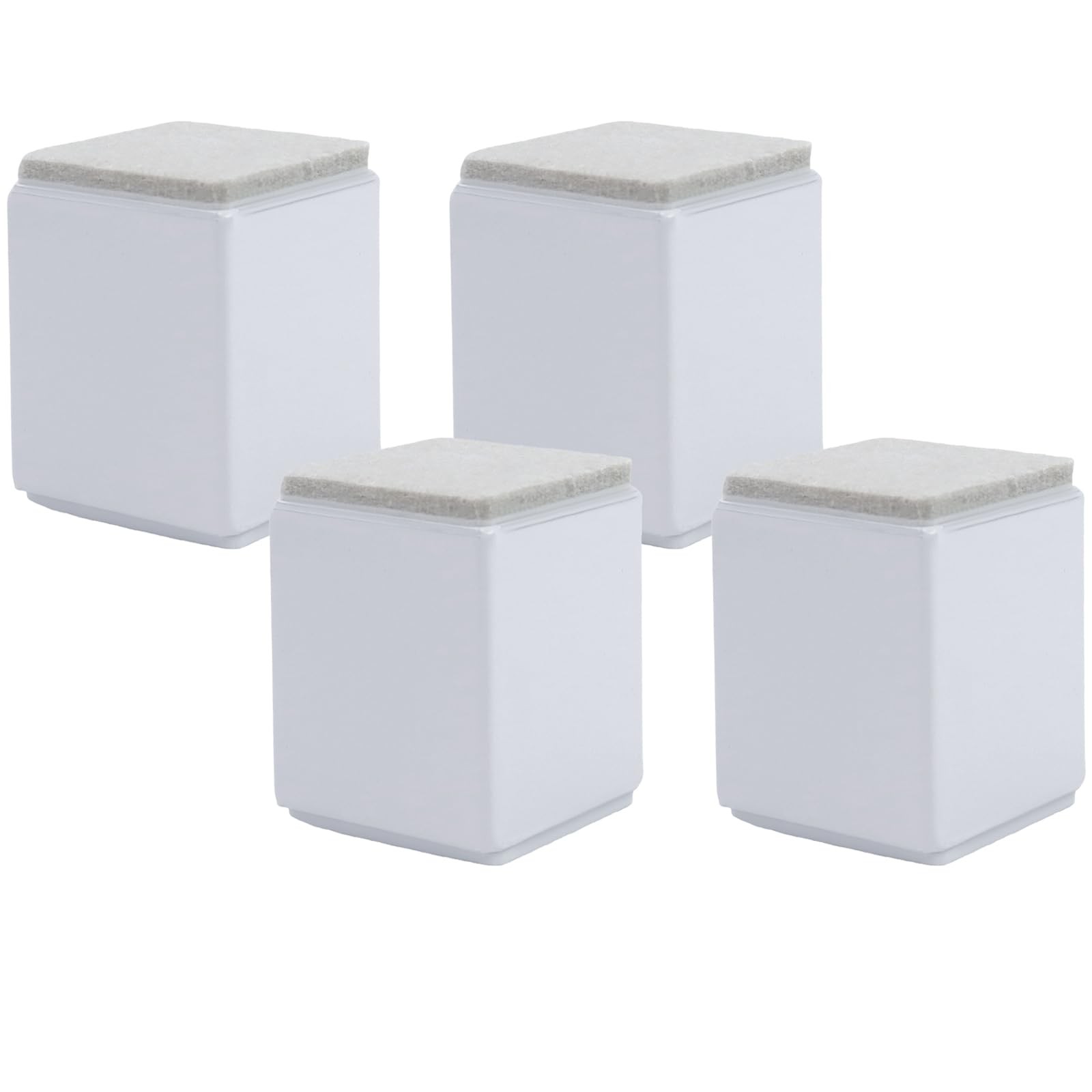 4 PCS White Square Steel Furniture Feet Riser Lifter Felt Pad 4000 Lbs 2 Inch