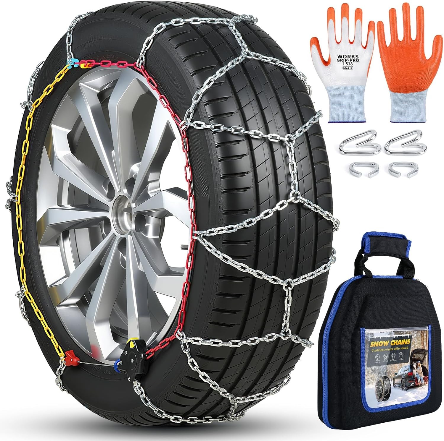 Auto-Trac Snow Chains for Car Tires Passenger Emergency Tire Chains for SUV and