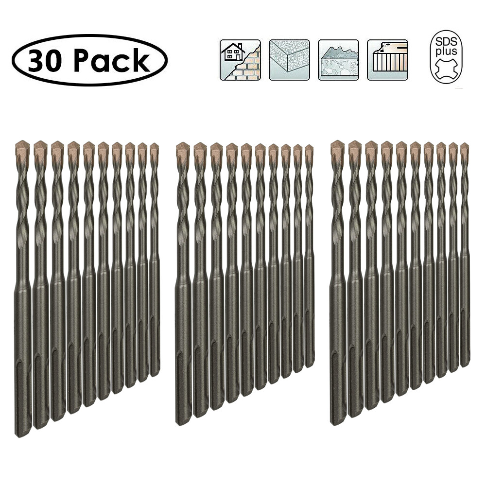 Drillforce 30PCS 3/16" X4" Rotary Hammer Drill SDS+ Masonry Concrete Drill Bits