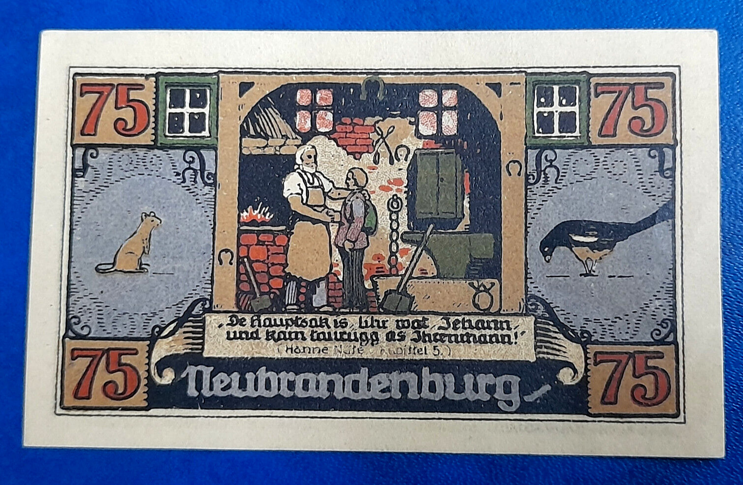 NEUBRANDENBURG NOTGELD 75 PFENNIG 1921 EMERGENCY MONEY GERMANY BANKNOTE (28098)