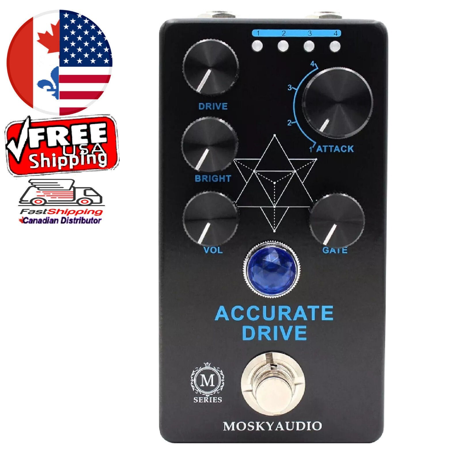 MOSKY ACCURATE DRIVE Guitar Bass Effect Pedal Overdrive Noise Gate 4 Mode Bypass