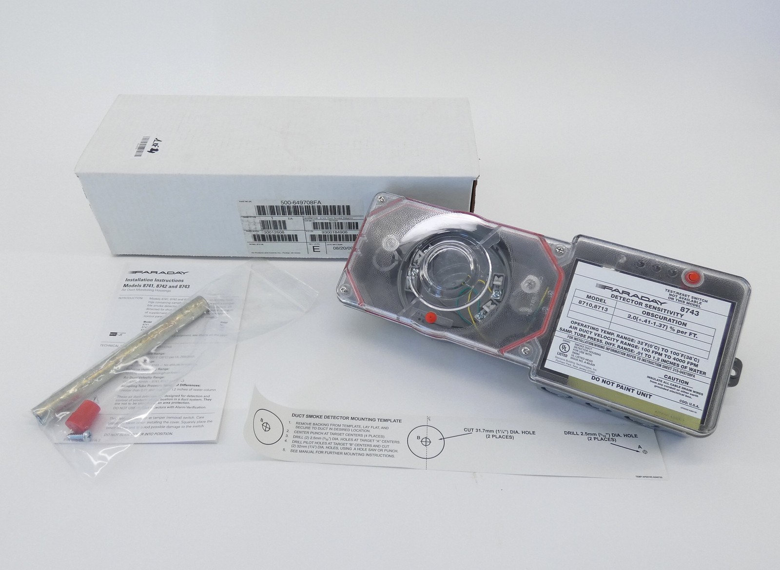 Faraday 500-649708FA 8743 Air Duct Smoke Detector Housing - NEW Surplus!