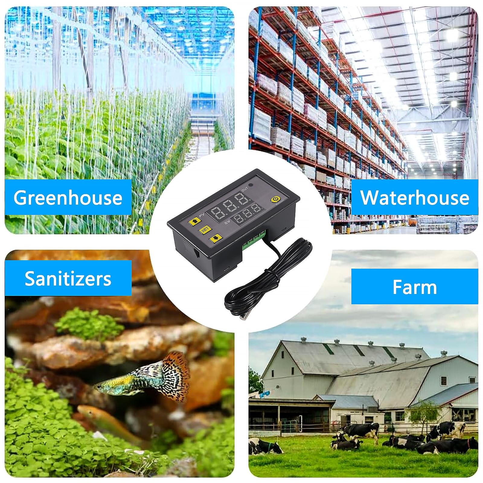 Coliao 2pcs Digital Temperature Controller W3230 Digital LED Thermostat Switc...