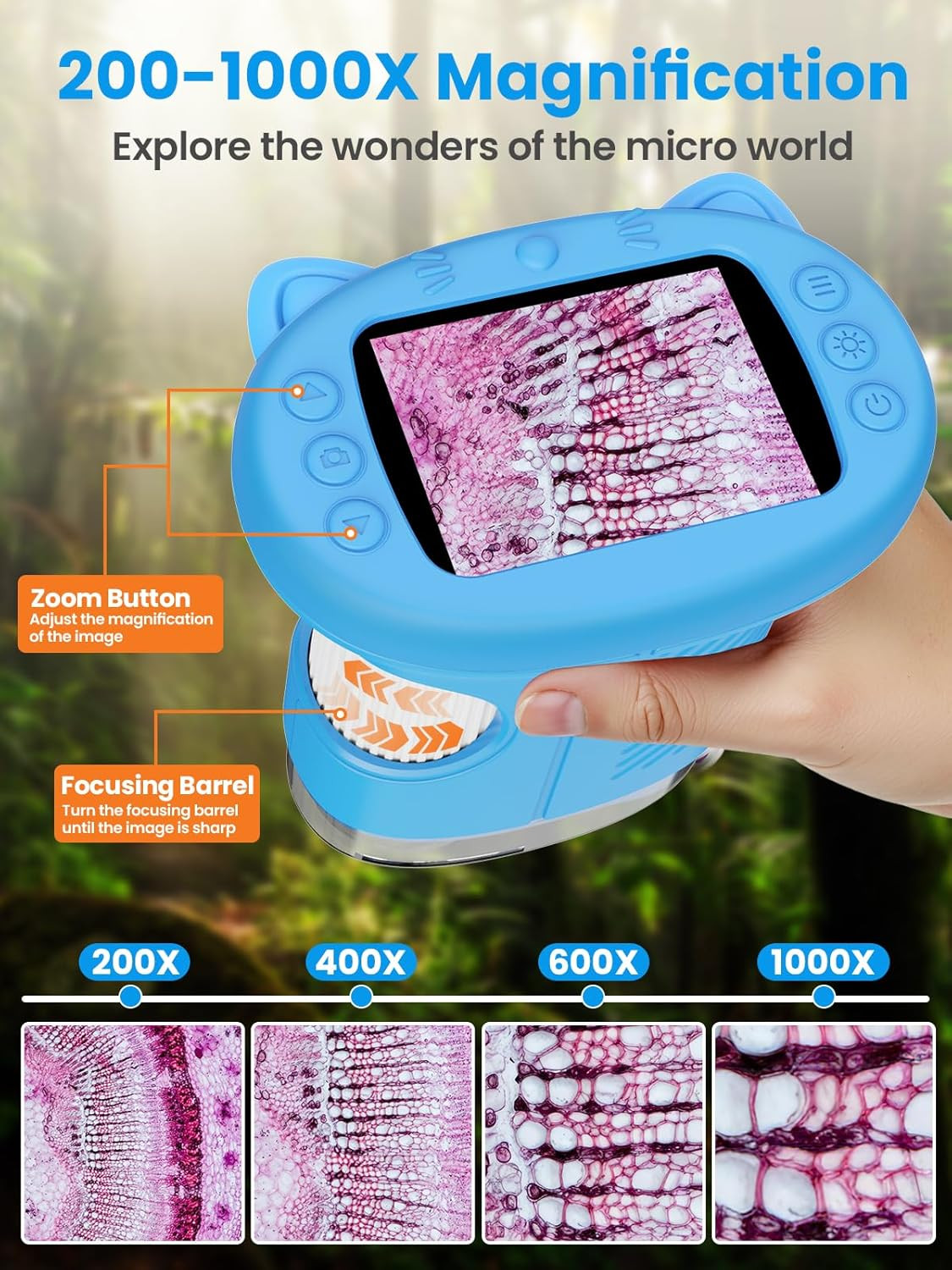 Microscope for Kids, 2.4 Inch Digital Microscope with 1000X Magnification, Handh