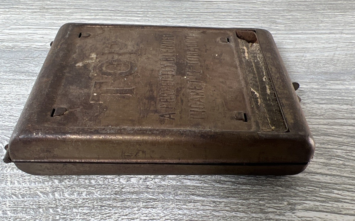 Vintage 50's P Tin Cigarette Roller "A Perfectly Blended Cigarette Tobacco"