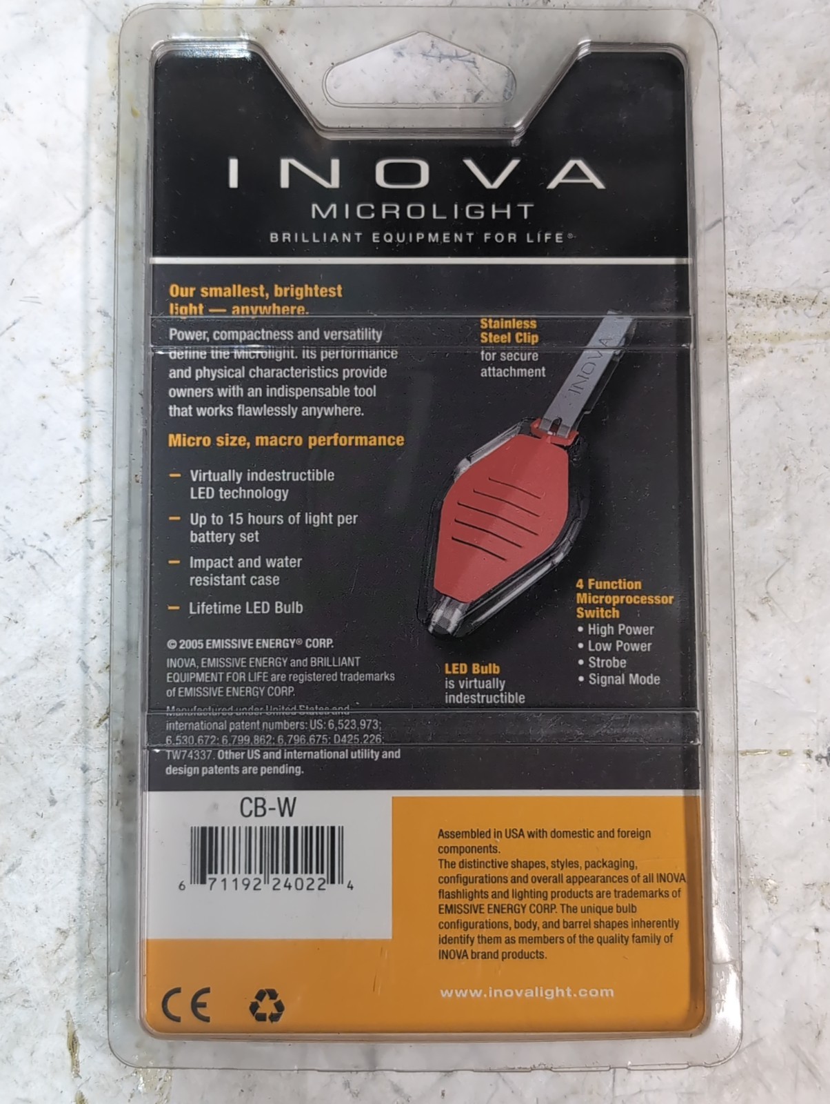 Nite Ize Inova CB-W Translucent Microlight, White LED and Black Grip 1 pk Clear