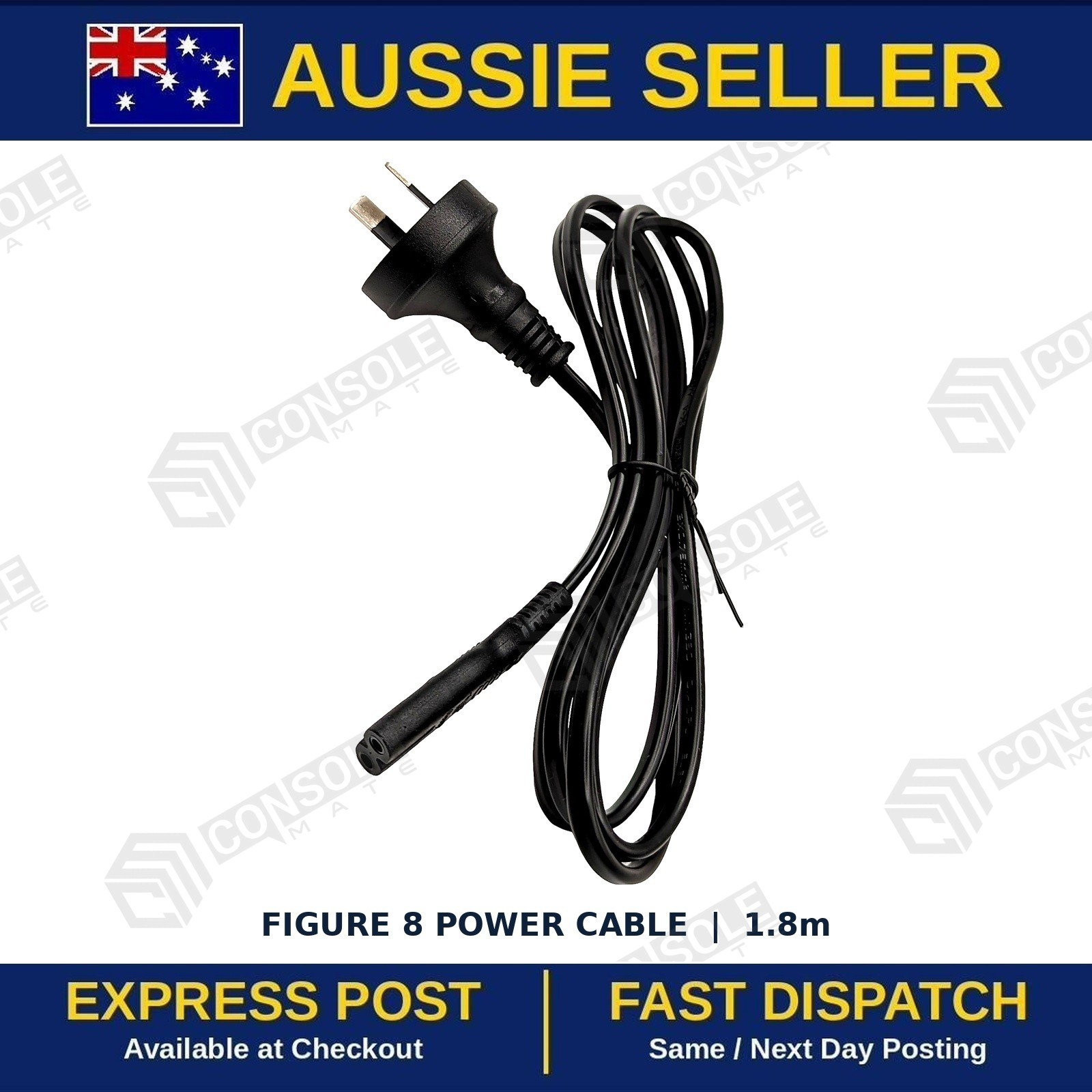 Xbox Original AU Power Cable 1.8m Figure 8 | Mains Lead for Console | Brand New