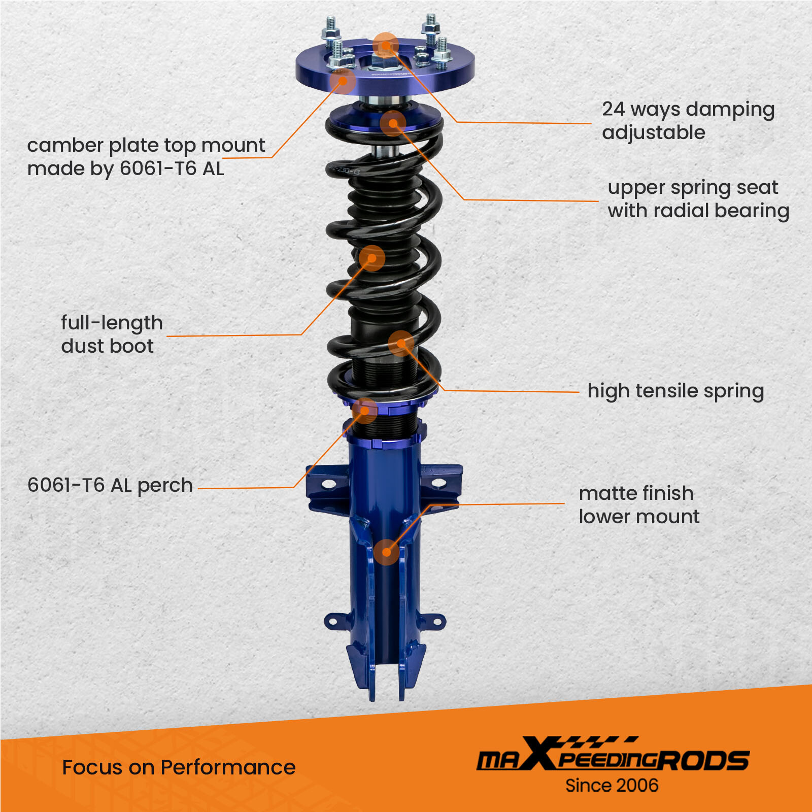 Coilovers Suspension Set For Ford Mustang 2005-2014 Adj. Height Struts Shocks