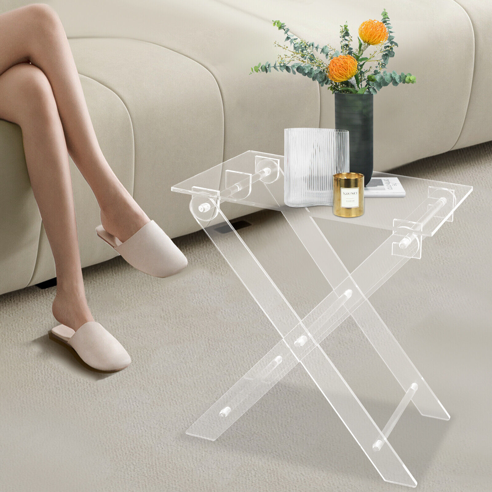 Foldable Acrylic Computer Stand Folding Coffee Table For Living Room Bed Room