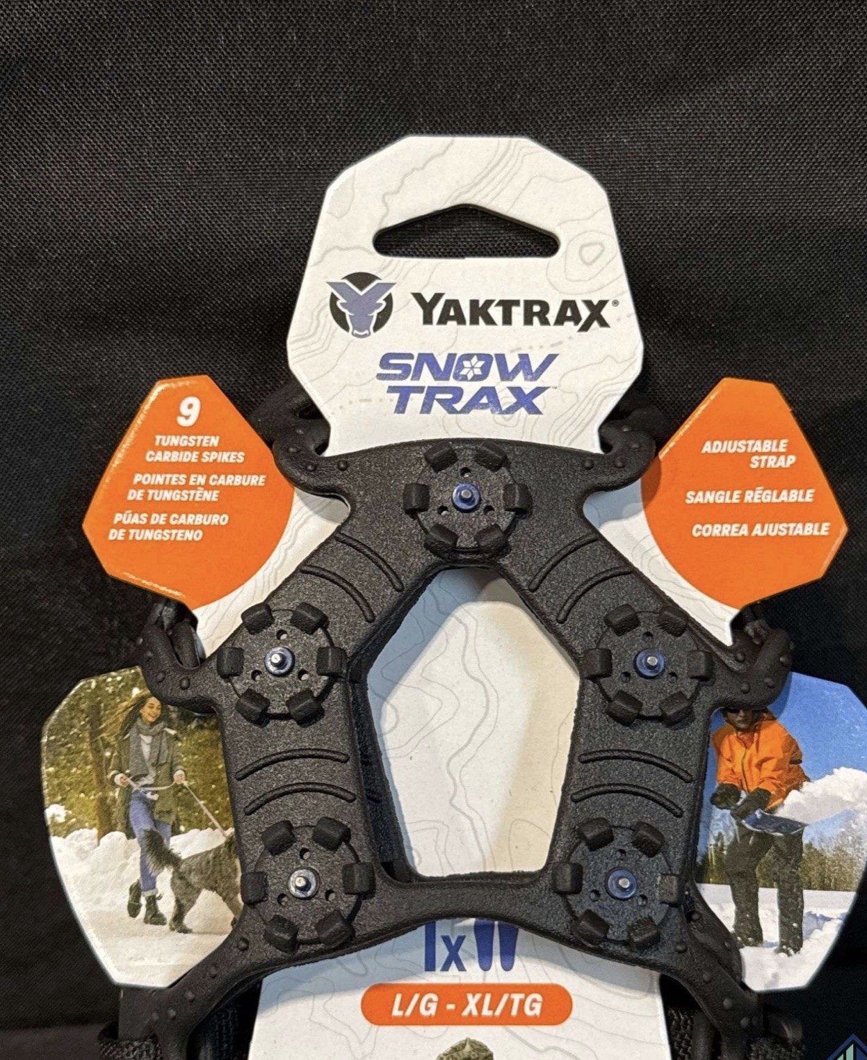 Yaktrax SnowTrax Ice Cleats Traction Spikes Black Adjustable Strap L/XL