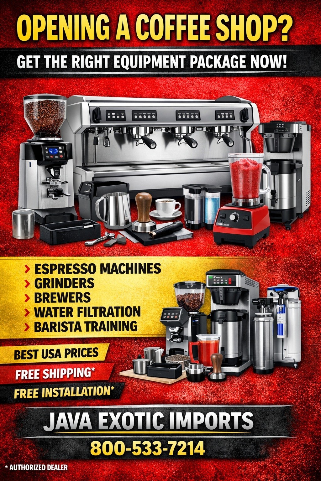 Coffee Shop Equipment Package Consultation Espresso Machine Grinder Brewer