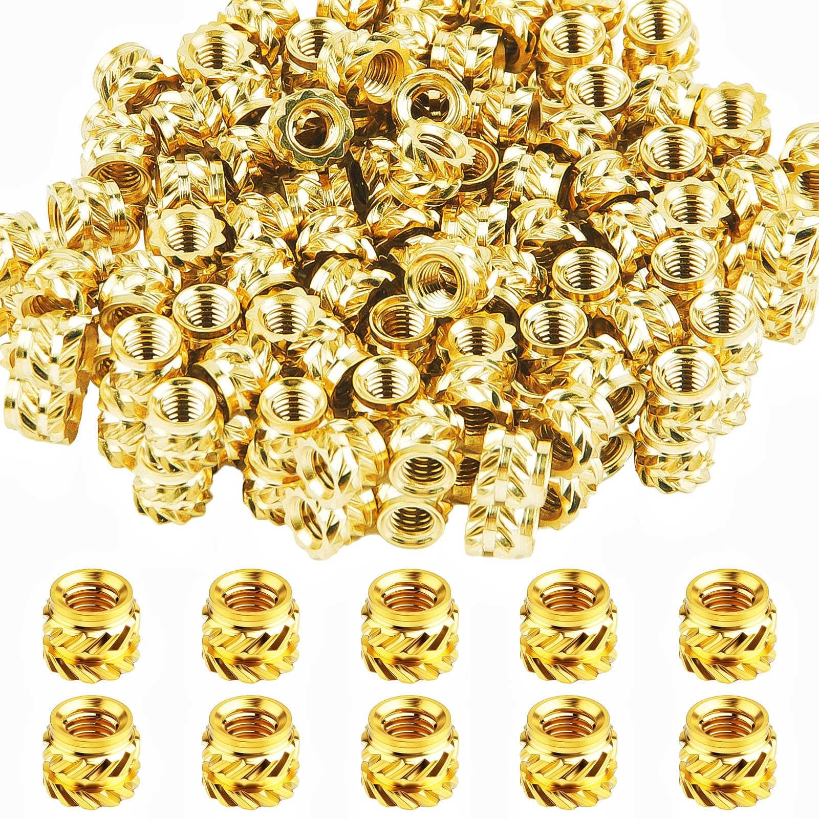 100 PCS M3 Threaded Insert M3 x 4mm x 5mm Heat Set Inserts, 3D Printing Brass