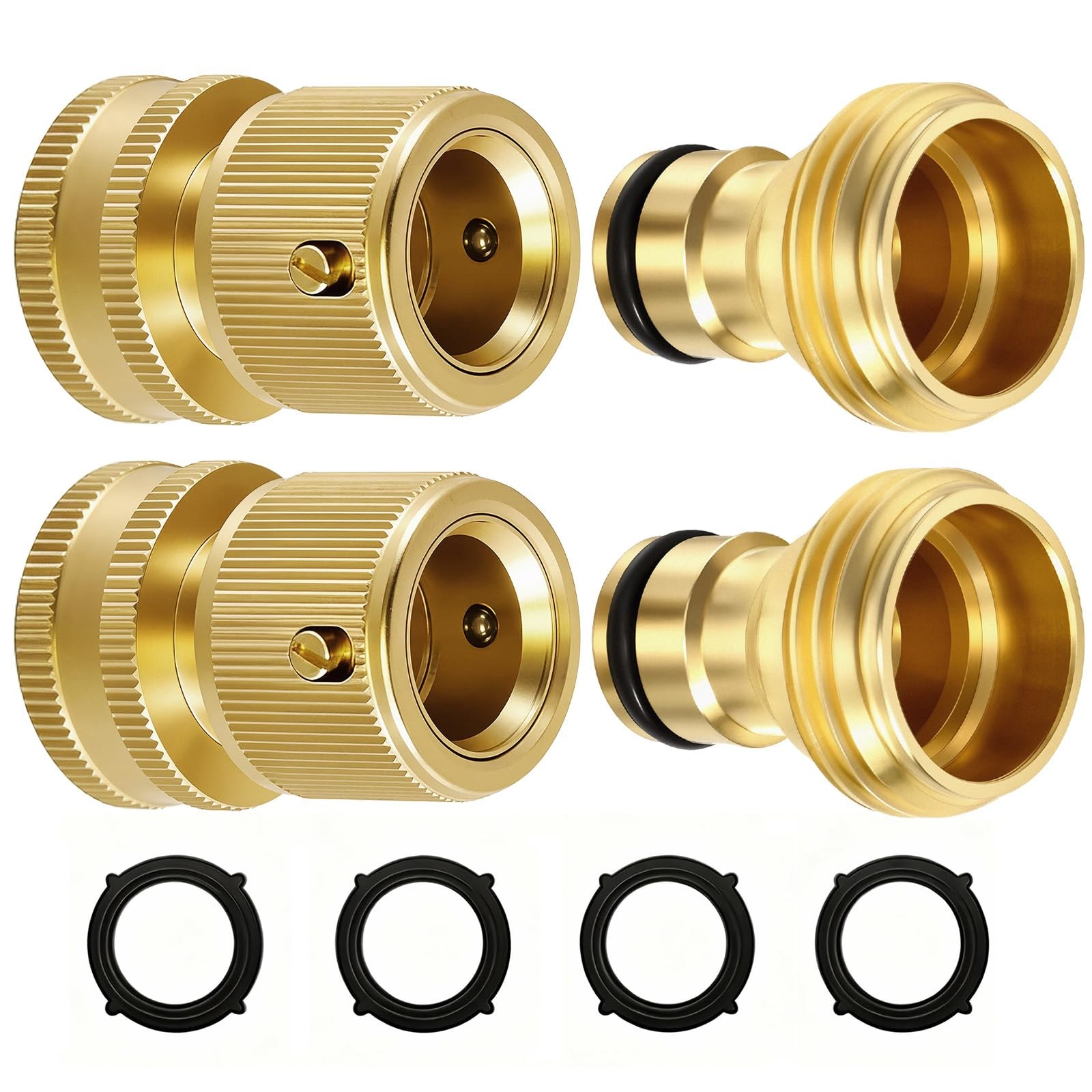 RainPoint Quick Connect Hose Fittings 3/4" GHT - Solid Brass 3/4 inch, Gold