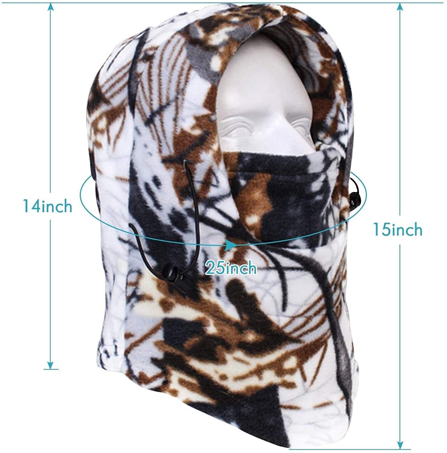 Camo Balaclava Fleece Hunting Face Mask Winter Cold Weather Windproof Warm Hood