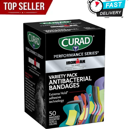 CURAD Performance Series IRONMAN Antibacterial Bandages, Extreme Hold...
