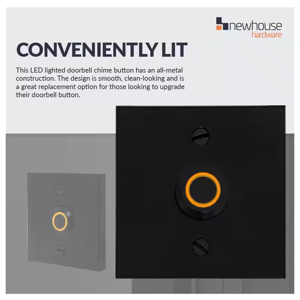 Wired Metal Square Surface Mount Doorbell Chime Push Button with LED Button Ligh