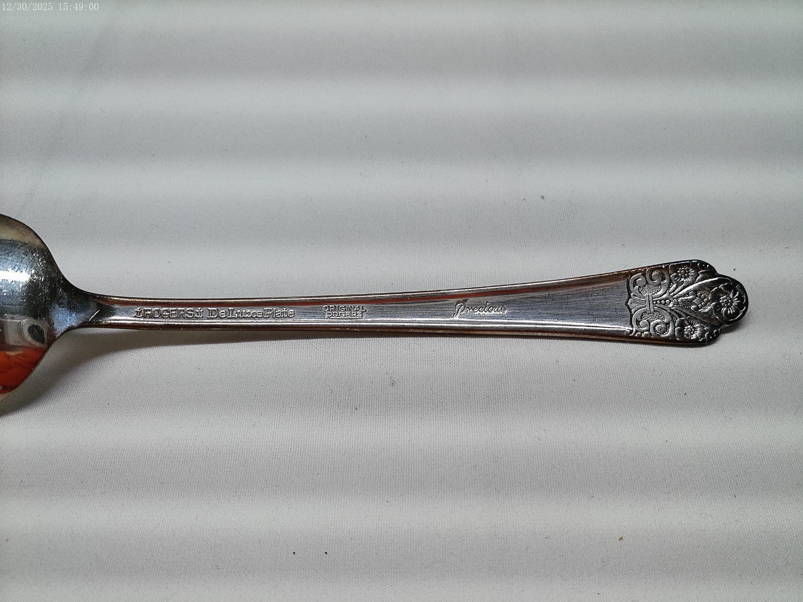 4 Rogers Deluxe Silverplate Precious Pattern Place/Table Spoons 7-3/8" Long