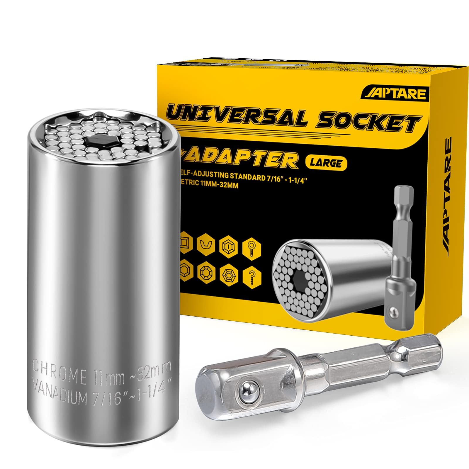 JAPTARE Universal Socket Tool, Super Metric 11-32mm Large, Silver
