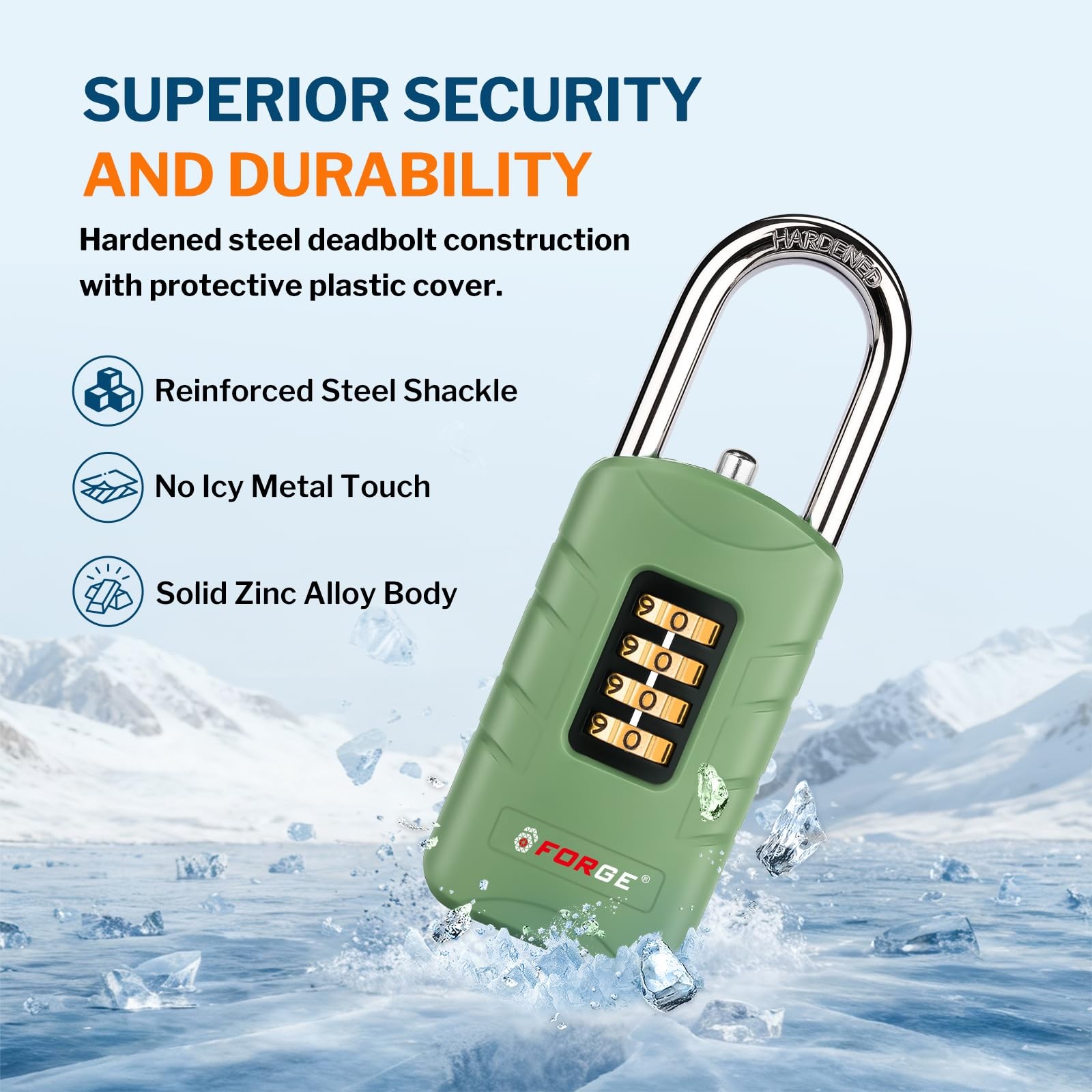 Forge 4-Digit Combination Padlock with Backup Keys, Recover Forgotten Code, W...