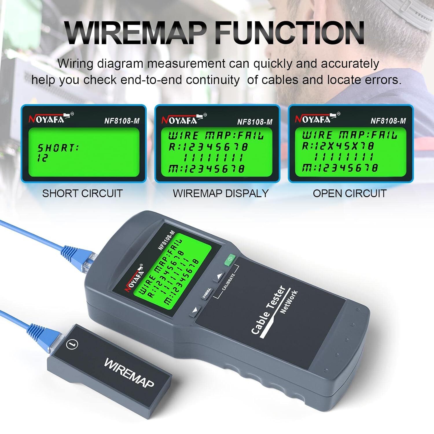 NF-8108M NetWork Lan Cable Tester Wire Length Tester 8 Remote Units 2025