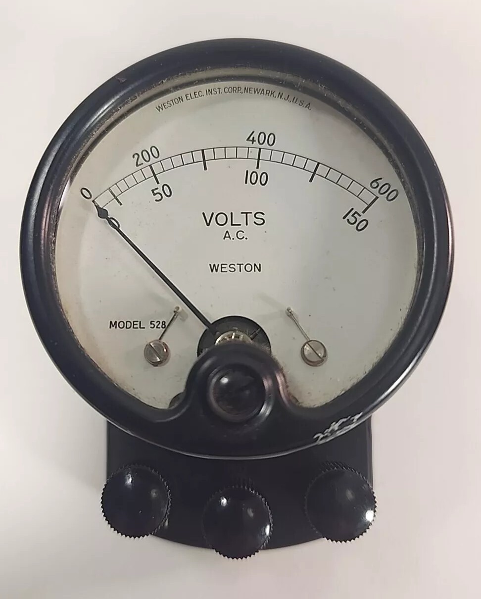 Weston Model 528 Voltmeter w/ Hook Up and Leather Case Vintage Great Shape!