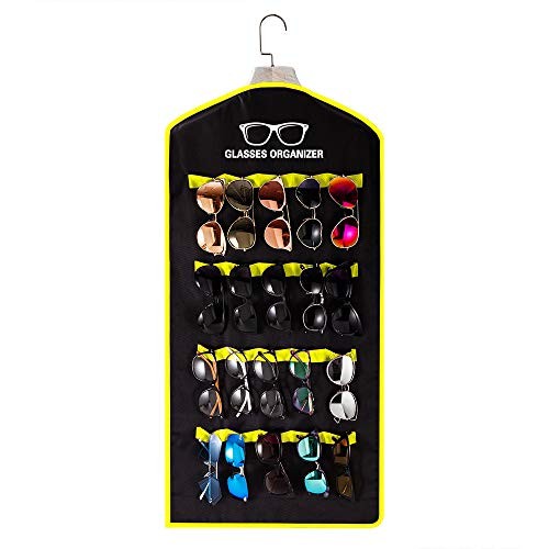 Wall Sunglasses Organizer Sun Glasses Storage - Hanging Large Black-Yellow