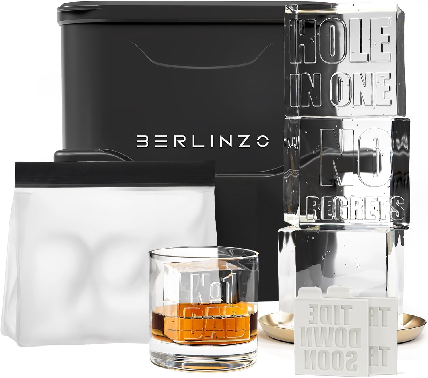 Premium Clear Ice Cube Maker W/ Conversation Ice Prints – 2 Large 2.1" Crystal