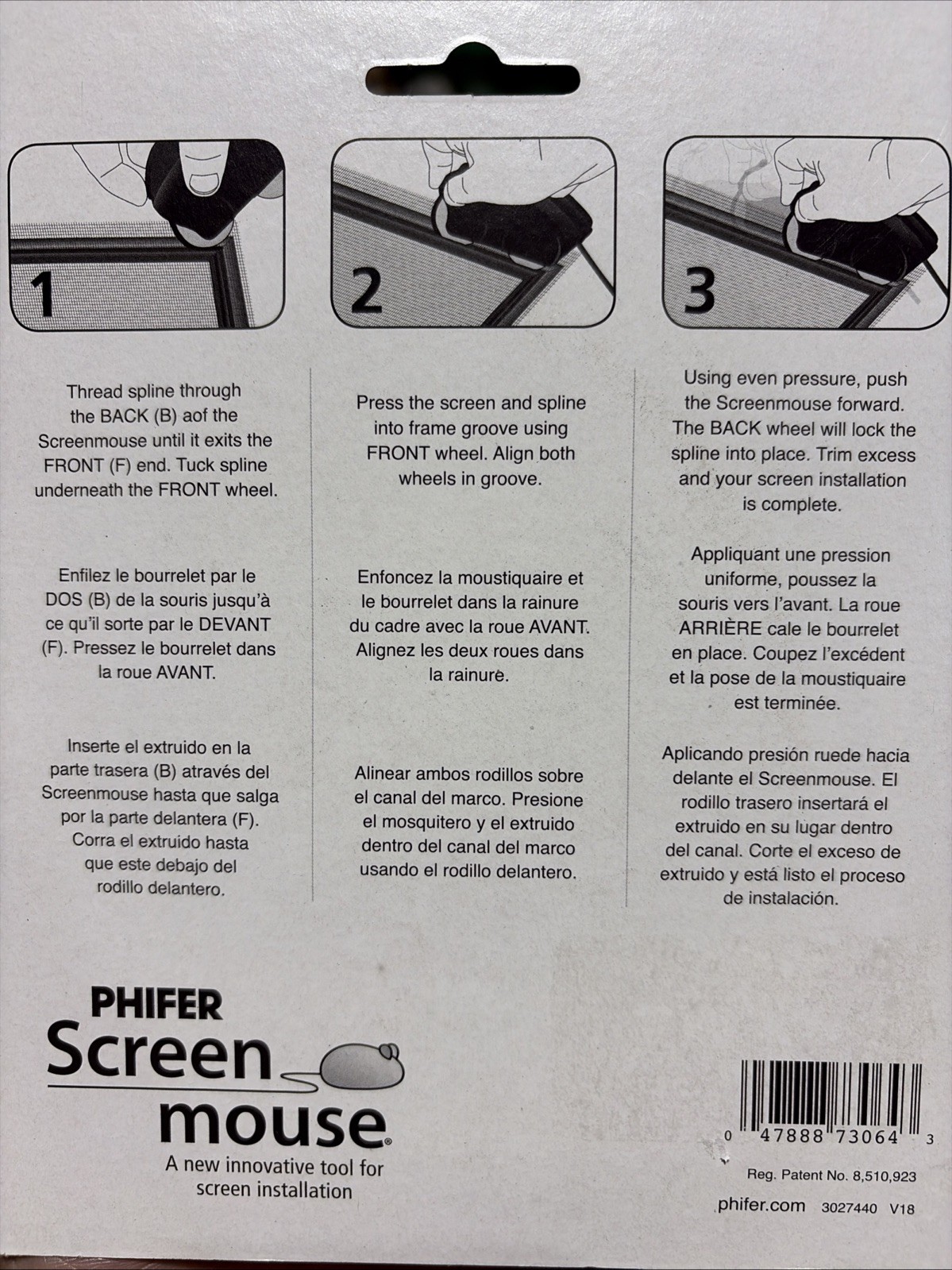 2-PACK Phifer Screen Mouse Roller Tool Black