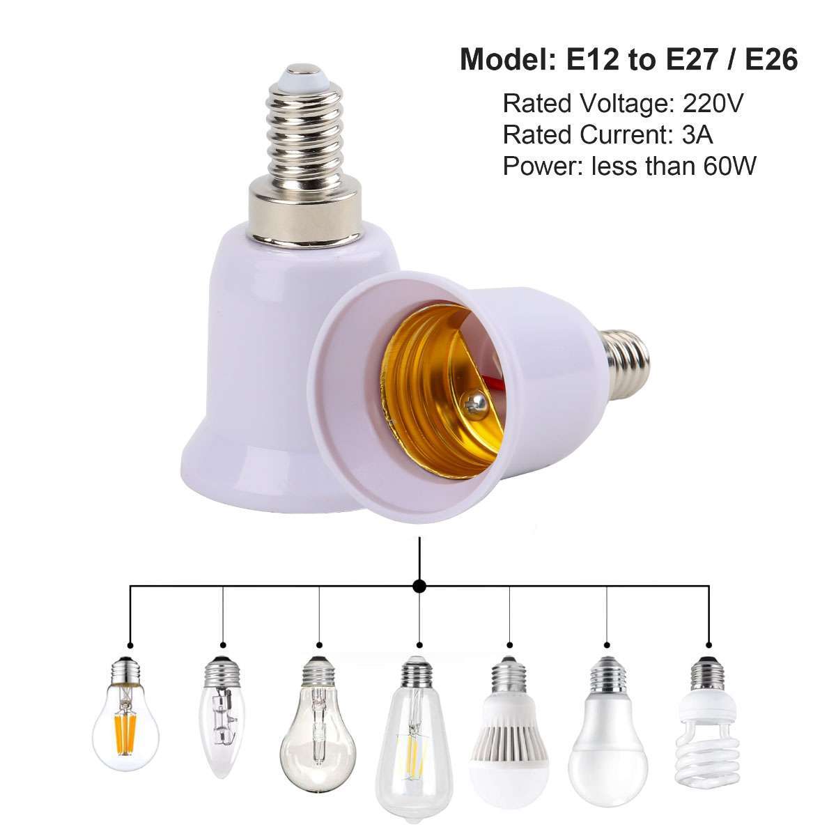 5~20PCS Light Bulb Socket Standard Medium Base E12 to E26/E27 Converter Adapter