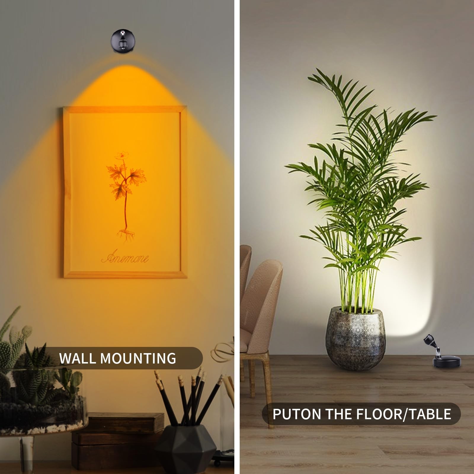 2 Pack Wireless LED Spotlight Grow Light Battery Operated Picture Light