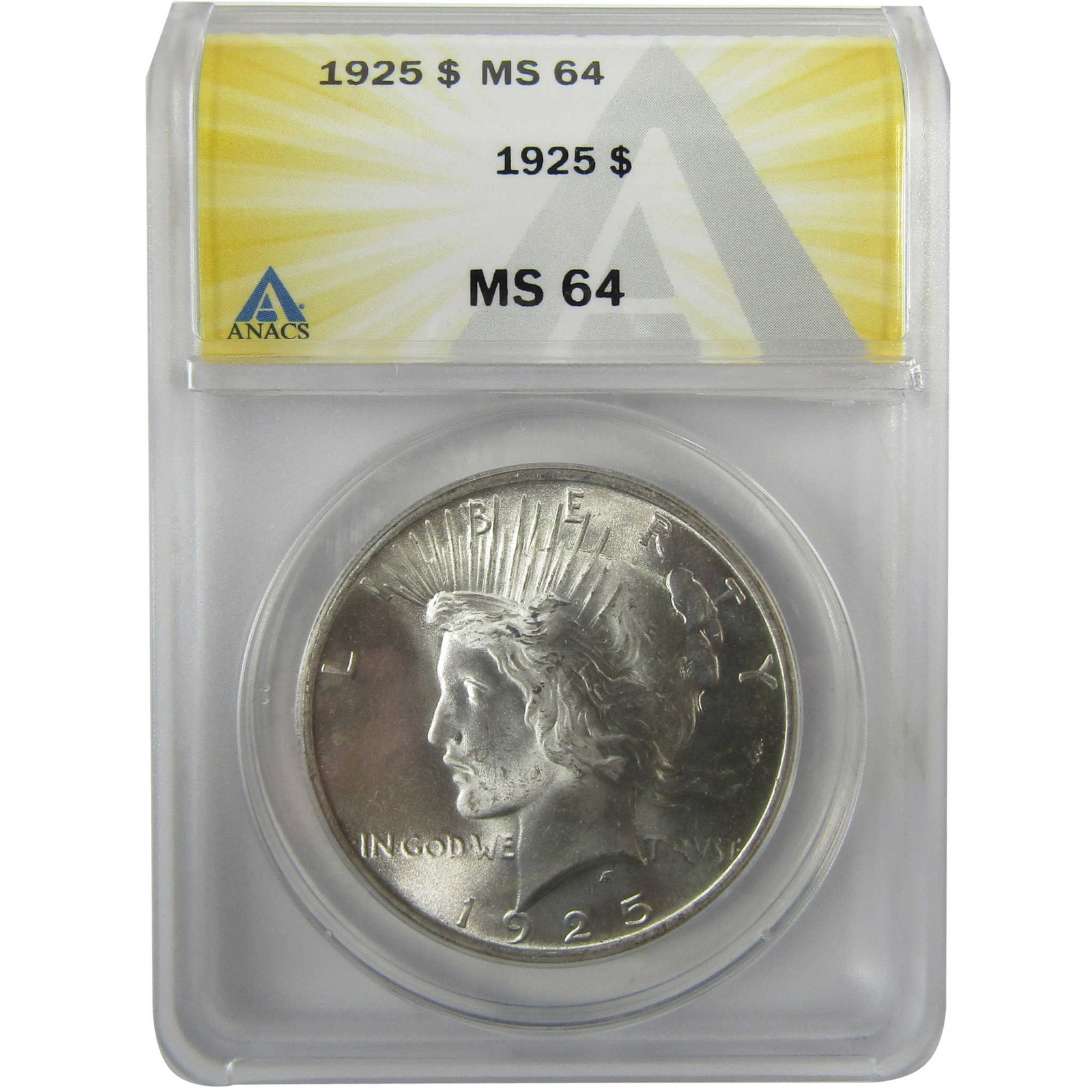 1925 Peace Silver Dollar MS 64 ANACS Uncirculated $1 Coin SKU:I28066