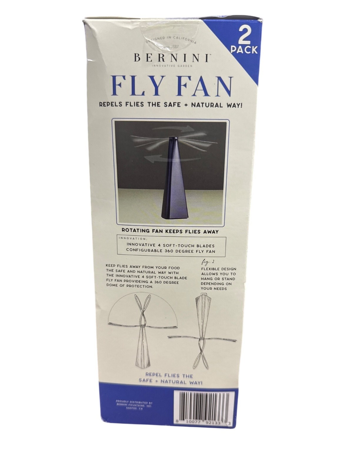 Bernini Fly Fan 2-Pack Repels Flies Safe & Natural 360°