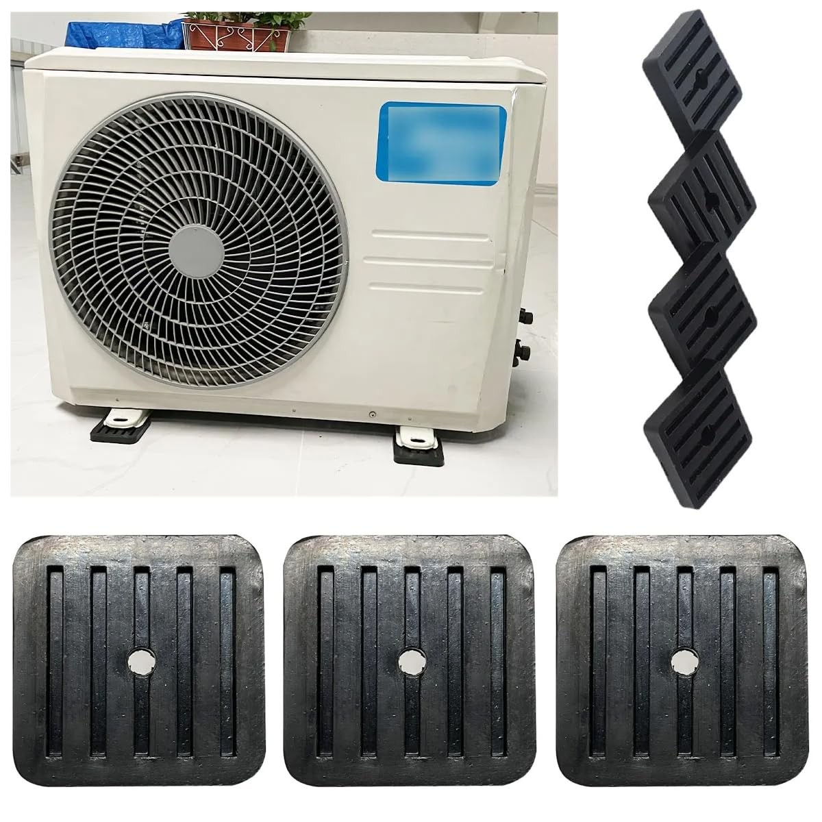 RecDec 4 Pack Mini Split Anti-Vibration Pads Wall Mounting Bracket Black