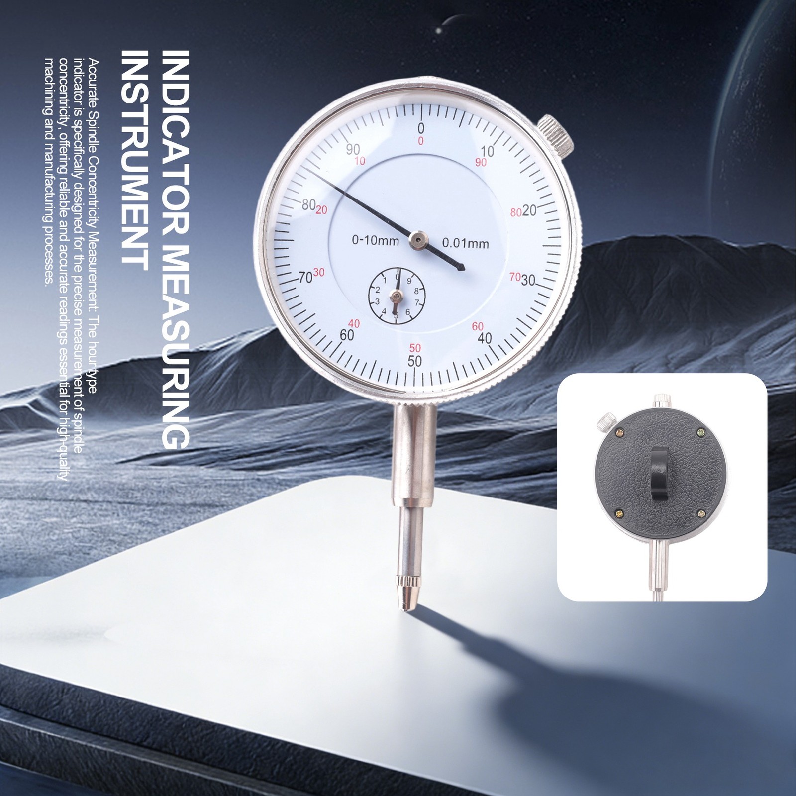 Indicator Micrometer Hour Type Indicator Comparator Measuring Clock7946