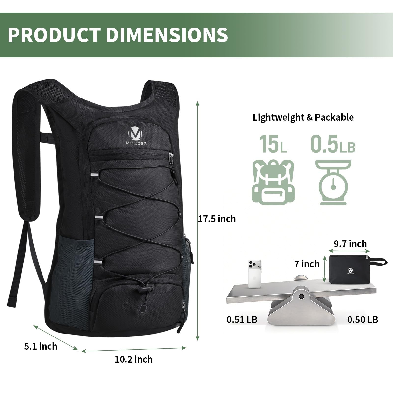 15L Lightweight Foldable Backpack Water Resistant Packable Daypack for Travel...