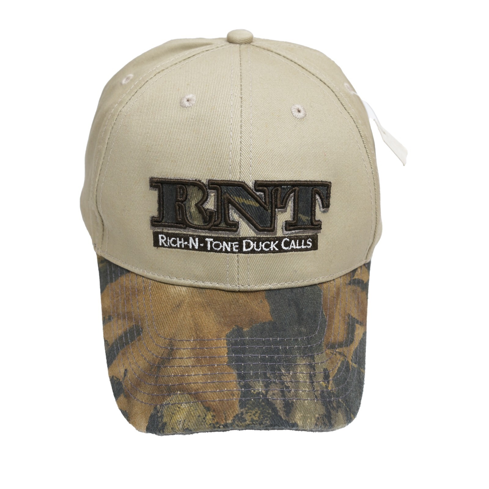 RNT Rich-N-Tone Duck Calls Logo Ball Cap Hat Camo Bill QuackHead Sticked On Back