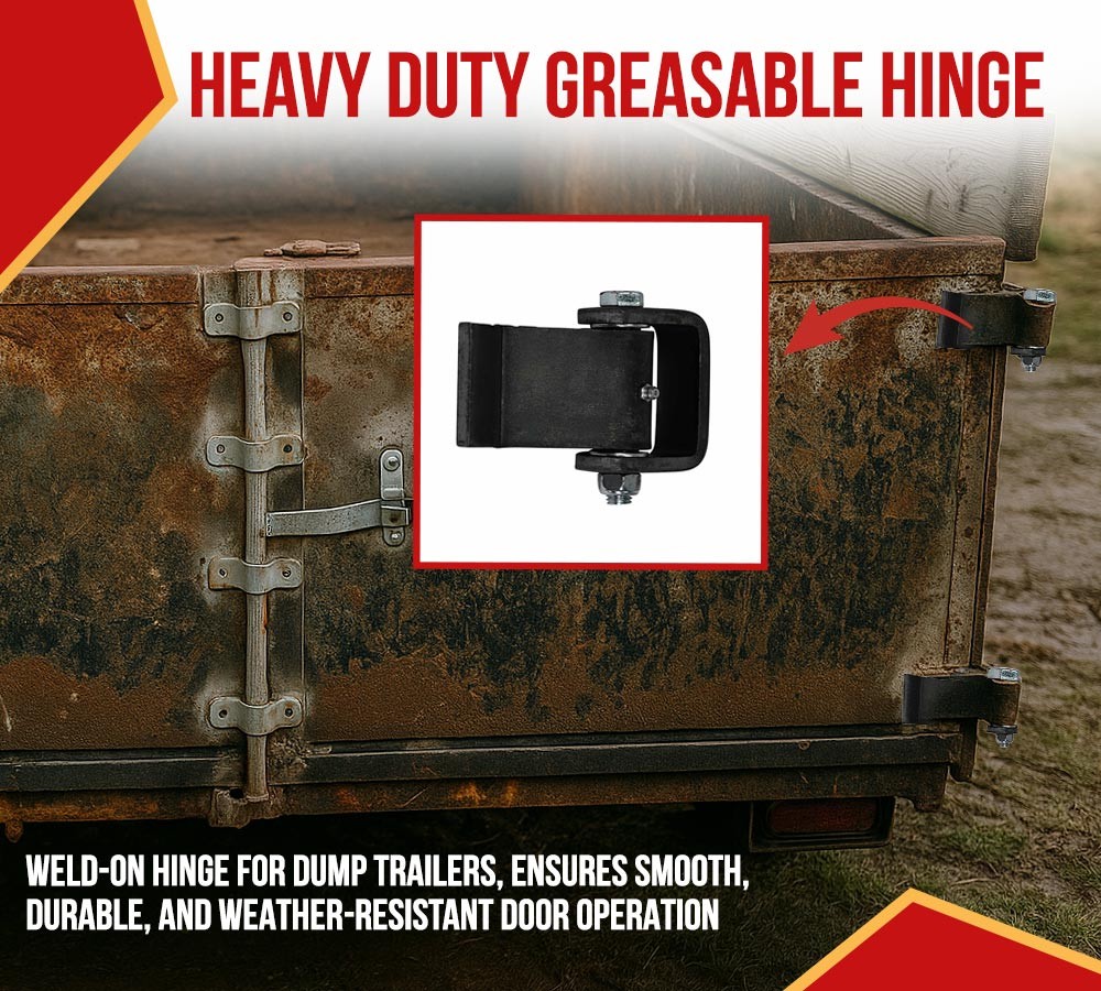 (2 Pack) Black Strap Style Short Leaf Steel Weld On Dump Trailer Door Hinge
