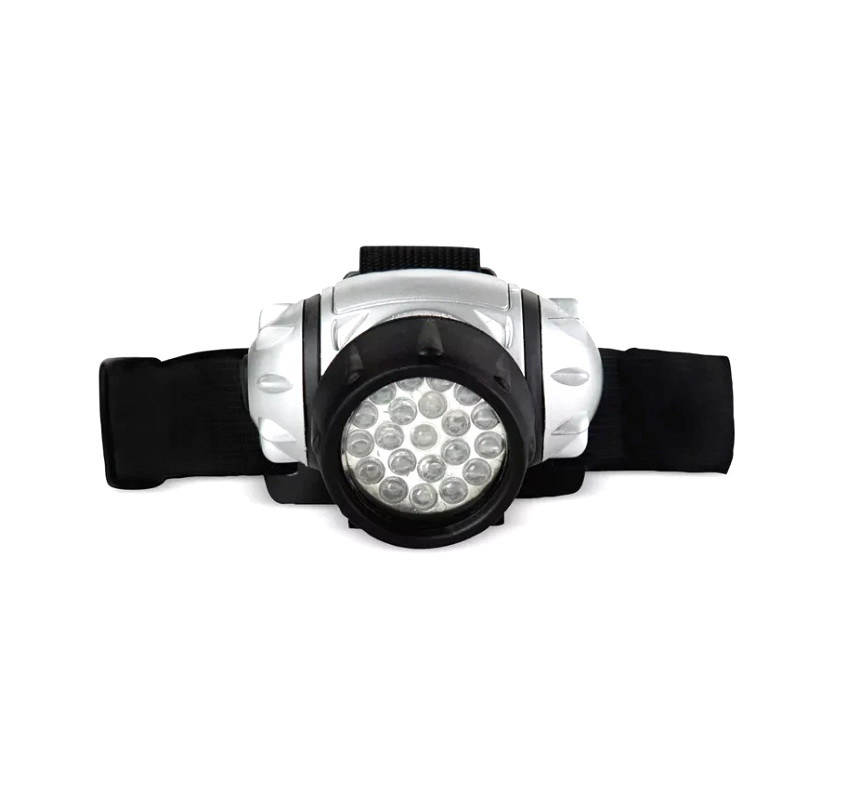 Adventure 21 LED Head Lamp Light - Black/Silver-Tone Adjustable Headband