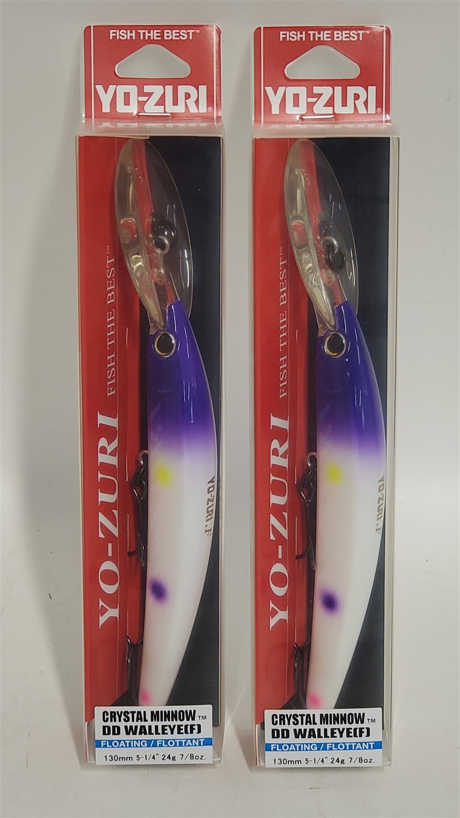 Two Yo-Zuri Crystal Minnow Deep Diver Walleye Lures, 5 1/4", Purple Wonderbread