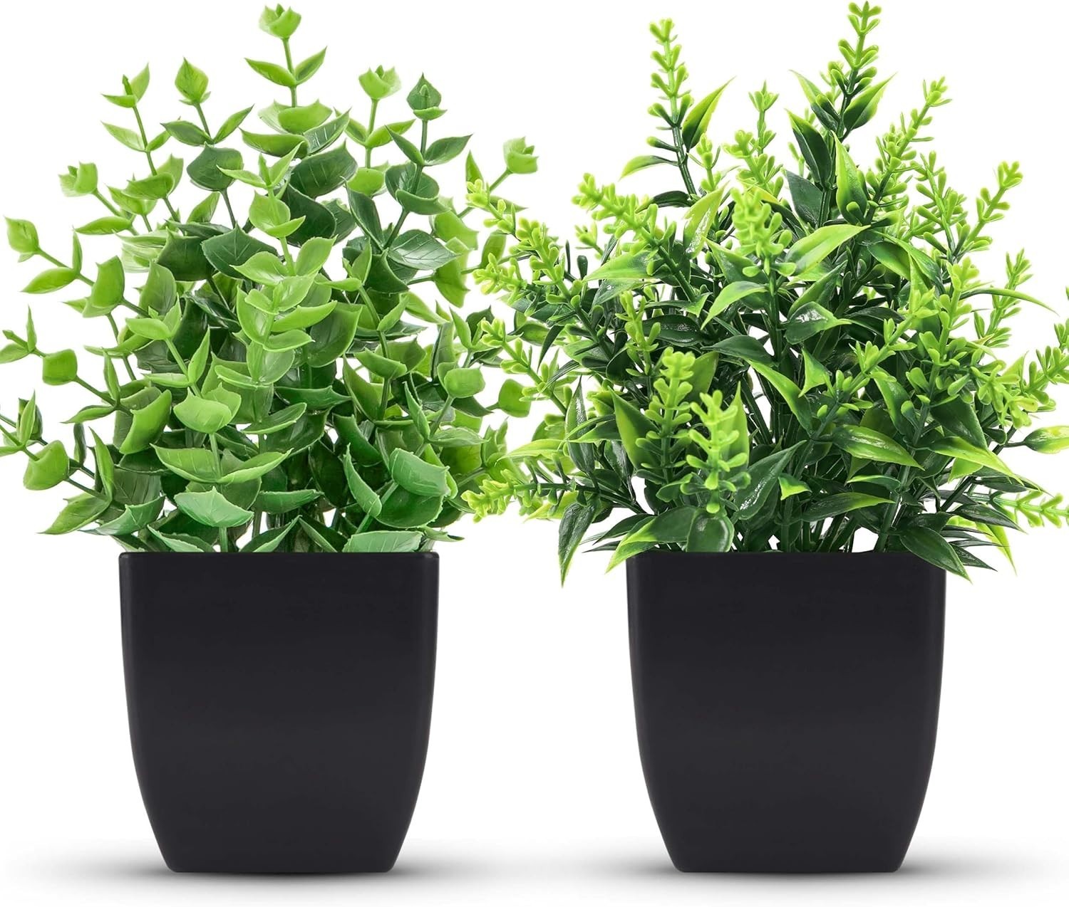 ZJIA 2 Pack Small Fake Plants Black Bathroom Accessories for Home