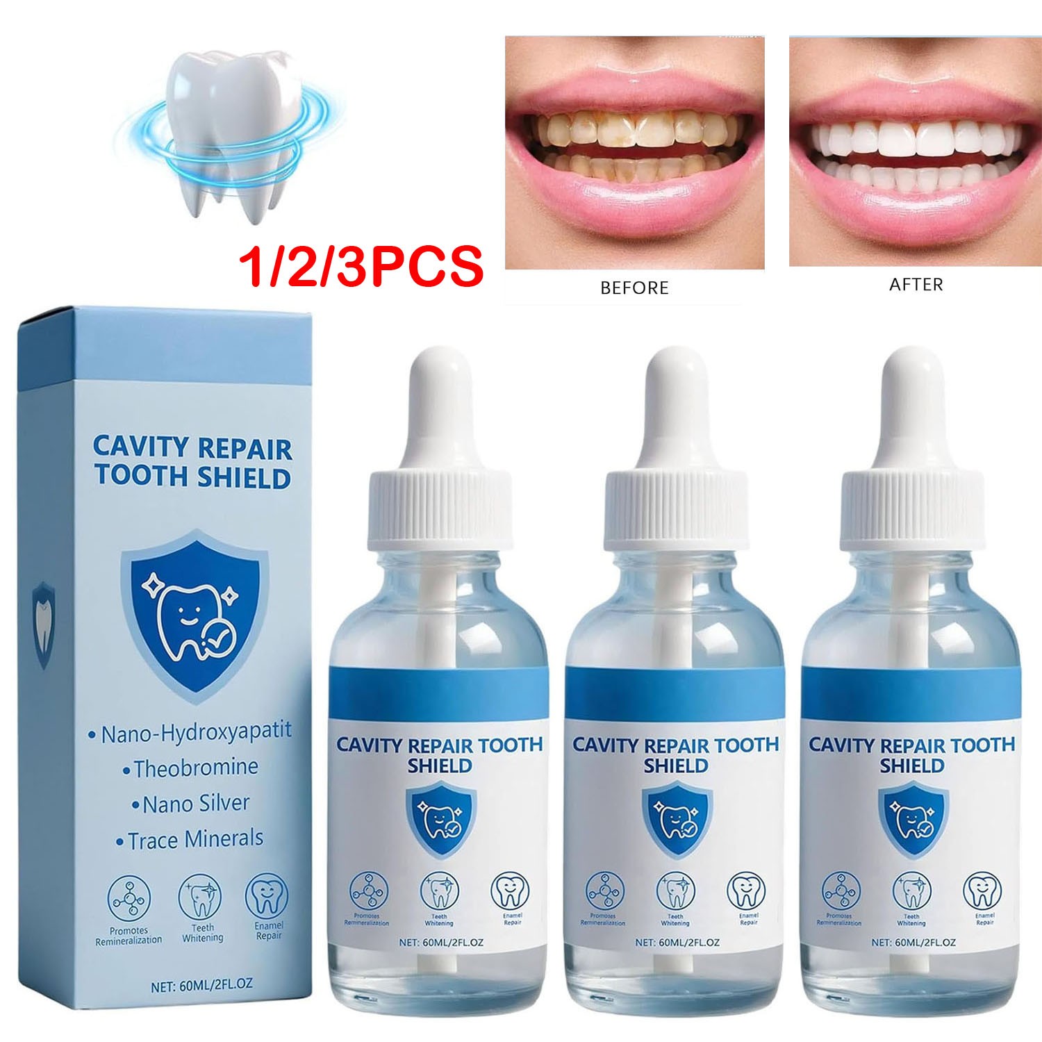 1/3X Dentite Cavity Healing Tooth Armor Liquid,Nano Hydroxyapatite Tooth Repair✅