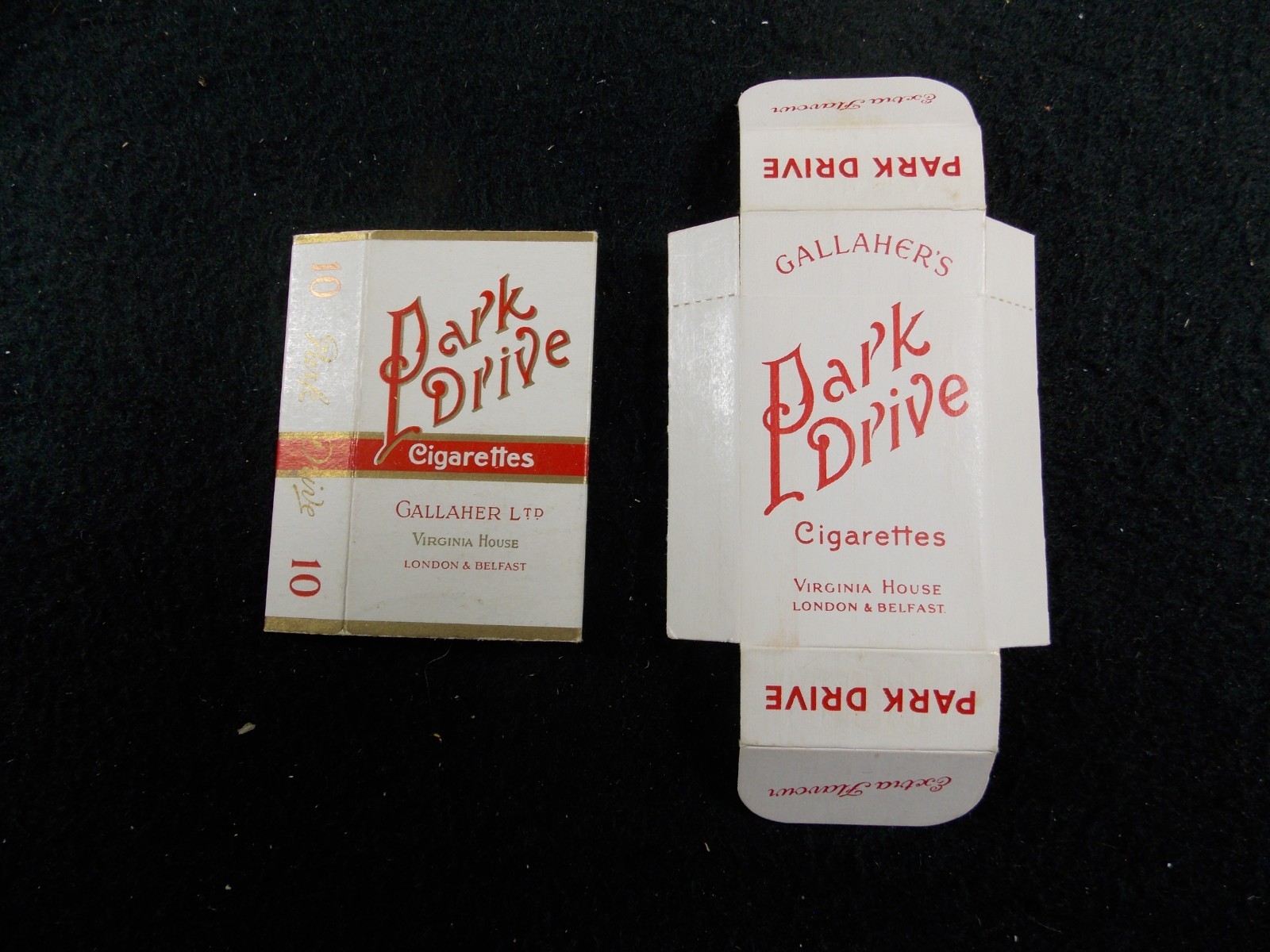 T6 Vintage Gallaher Park Drive Empty Cigarette Packet Box