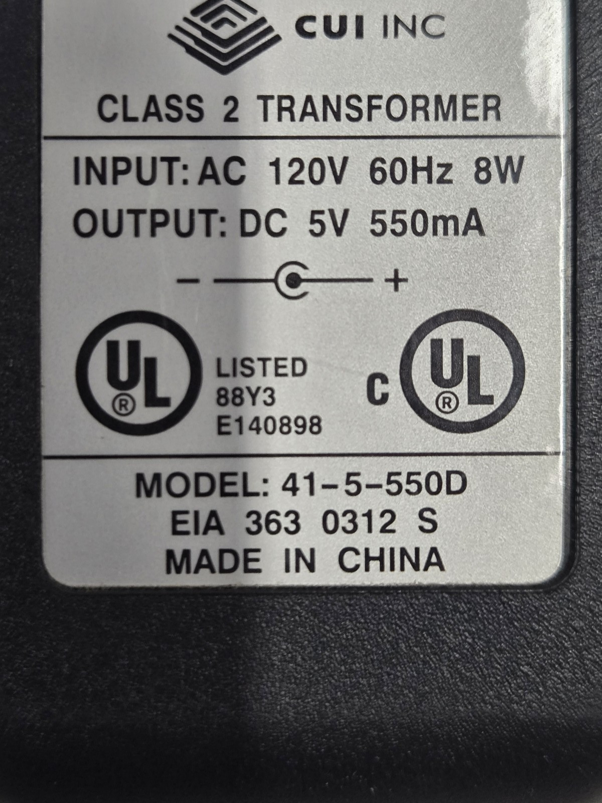 CUI INC Class 2 Transformer Model 41-5-550D