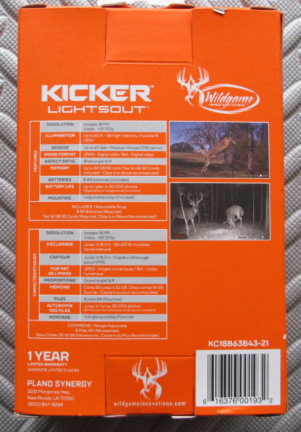 Wildgame Innovations Kicker Lightsout 18MP Trail Camera with Batteries 2 SD Card