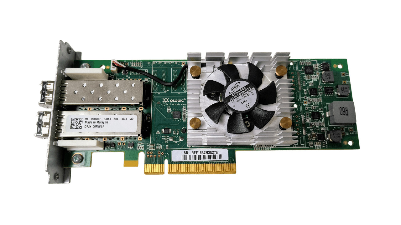 6RWGP Dell QLogic QLE2662L Dual Port 16Gb HBA No Bracket w/ SFPs