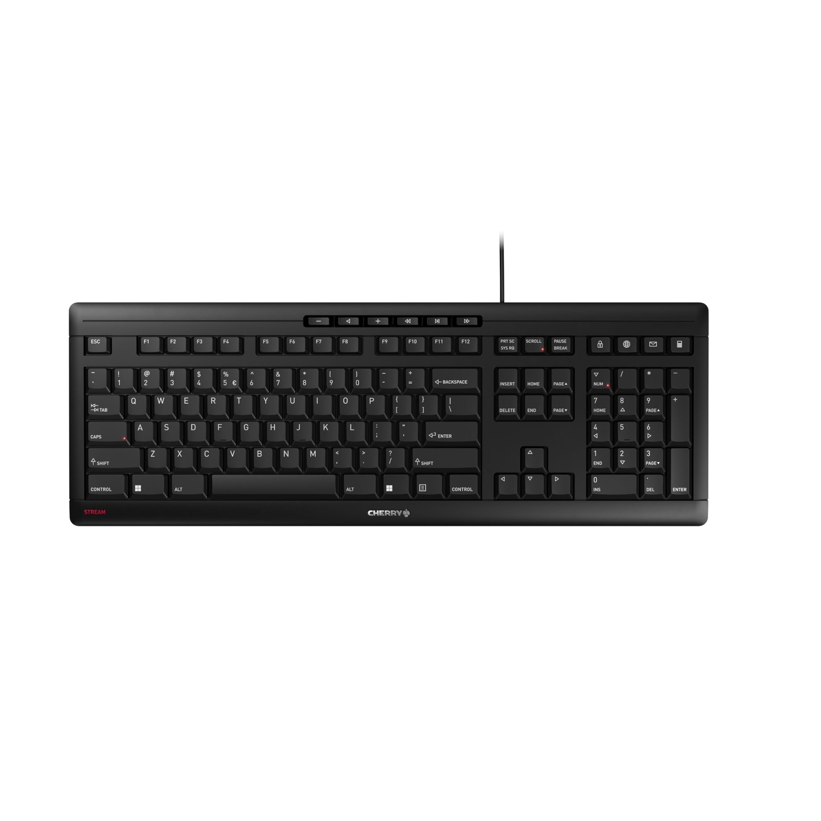 Cherry Stream Keyboard | Wired Slim Whisper Quiet | Silent Regular, Black