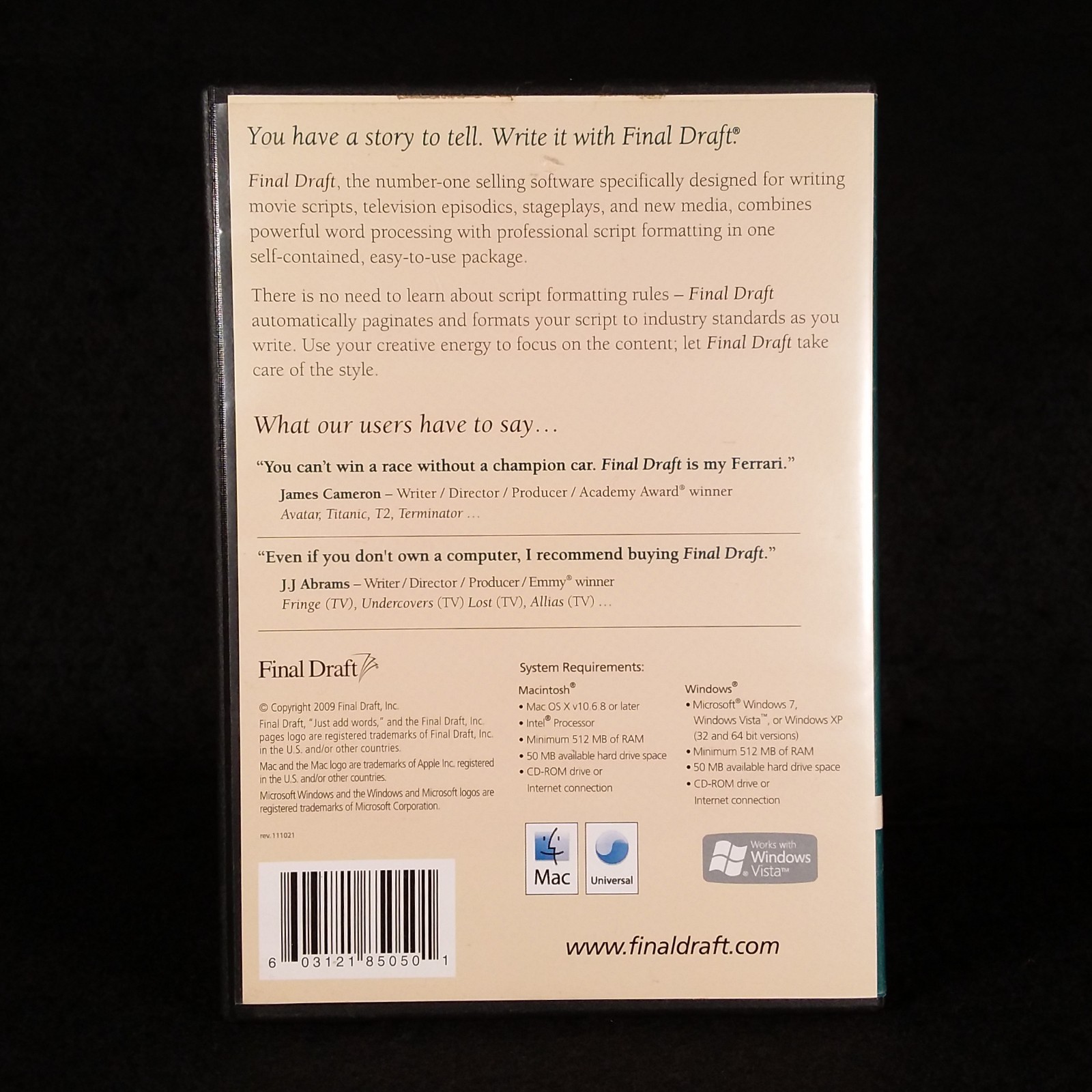Final Draft - Version 8 - Educational Version - Windows / Mac Software - 2009
