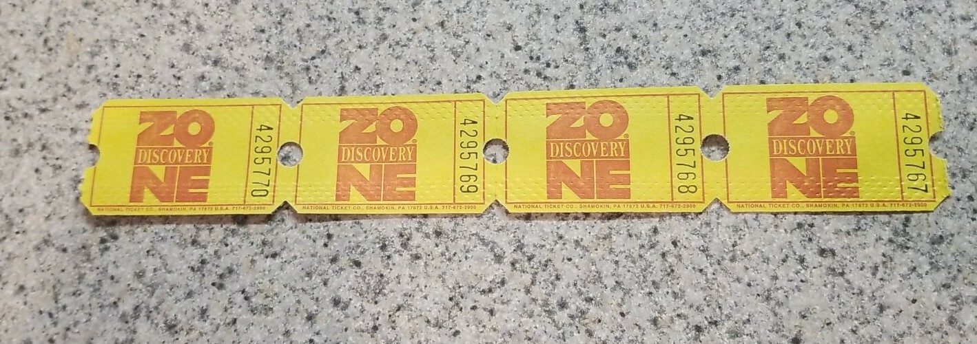 DISCOVERY ZONE Kids Game Token Tickets ~ Lot of Four
