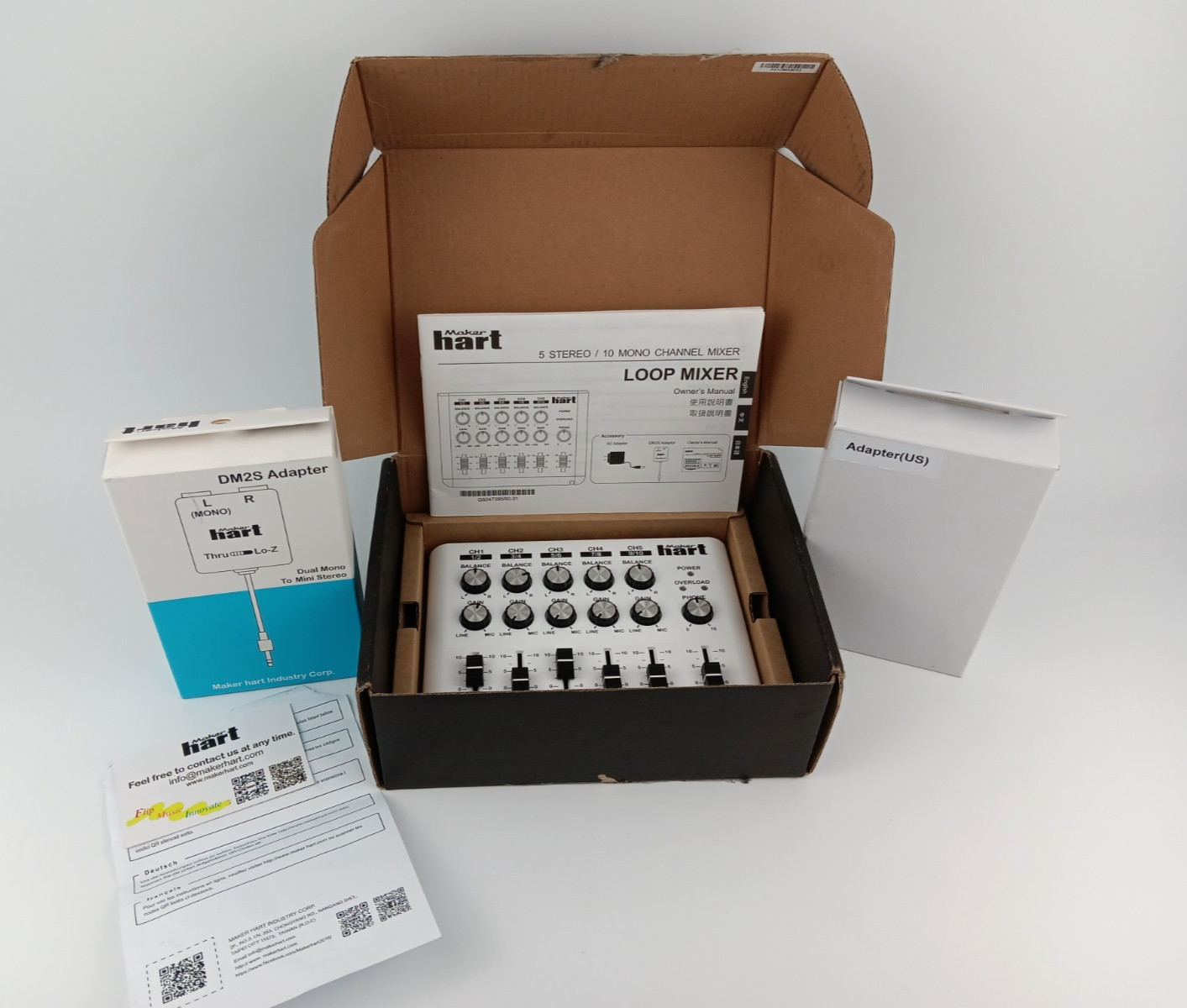 Maker Hart LOOP MIXER Portable Audio Mixer with 5 Channel Stereo Inputs